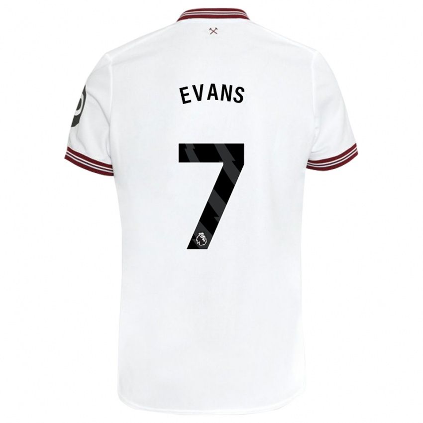 Kobiety Lisa Evans #7 Biały Wyjazdowa Koszulka 2023/24 Koszulki Klubowe