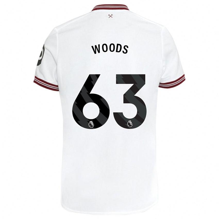 Kobiety Archie Woods #63 Biały Wyjazdowa Koszulka 2023/24 Koszulki Klubowe