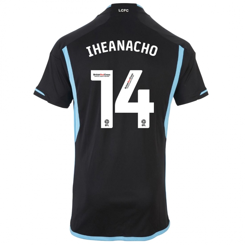 Kobiety Kelechi Iheanacho #14 Czarny Wyjazdowa Koszulka 2023/24 Koszulki Klubowe