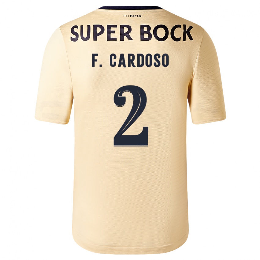 Kobiety Fabio Cardoso #2 Beżowo-Złoty Wyjazdowa Koszulka 2023/24 Koszulki Klubowe