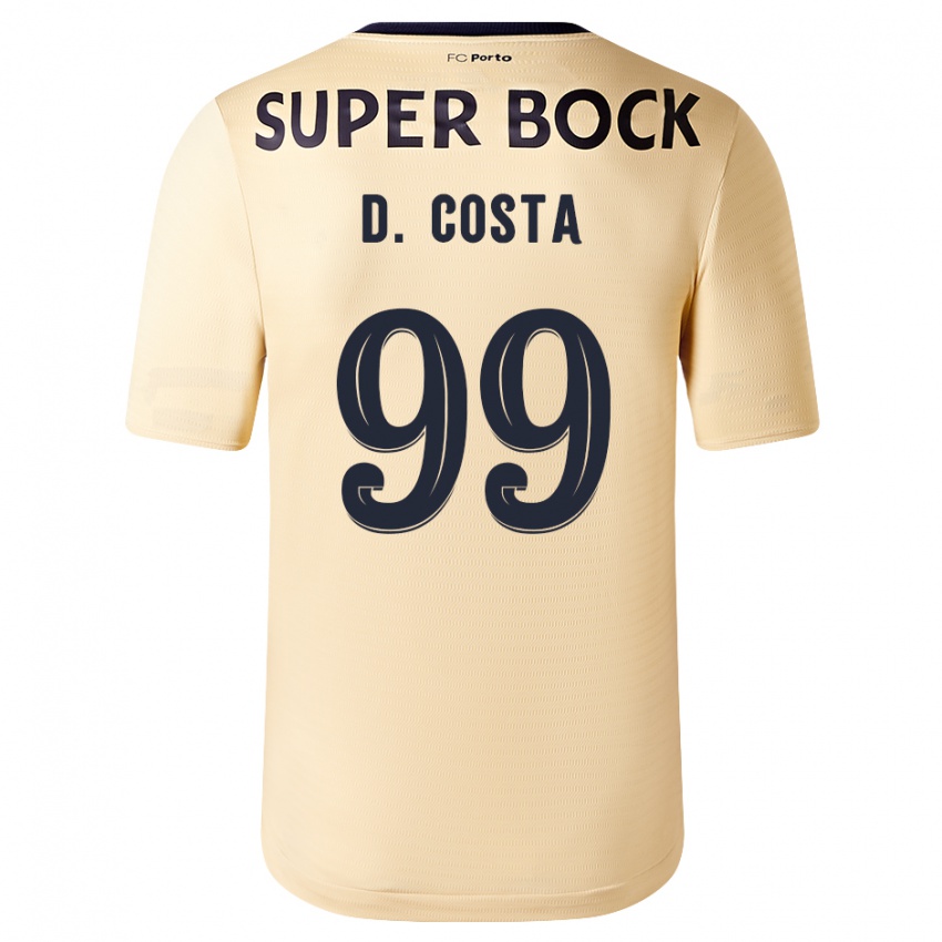 Kobiety Diogo Costa #99 Beżowo-Złoty Wyjazdowa Koszulka 2023/24 Koszulki Klubowe