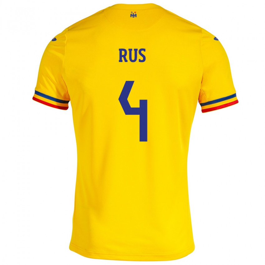 Dzieci Rumunia Adrian Rus #4 Żółty Domowa Koszulka 24-26 Koszulki Klubowe