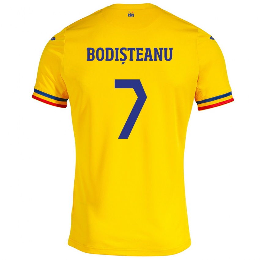Dzieci Rumunia Ștefan Bodișteanu #7 Żółty Domowa Koszulka 24-26 Koszulki Klubowe