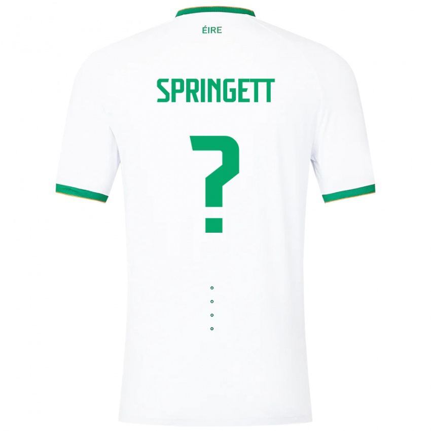 Dzieci Irlandia Tony Springett #0 Biały Wyjazdowa Koszulka 24-26 Koszulki Klubowe