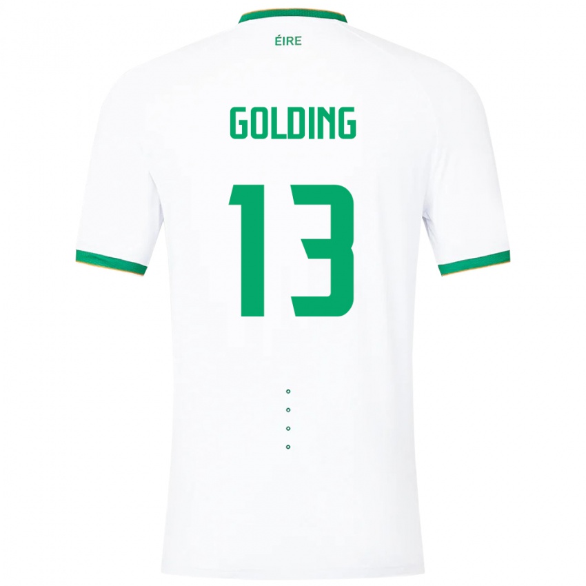 Dzieci Irlandia James Golding #13 Biały Wyjazdowa Koszulka 24-26 Koszulki Klubowe