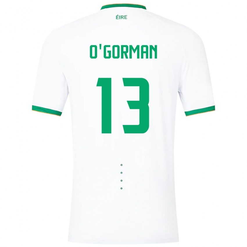 Dzieci Irlandia Áine O'gorman #13 Biały Wyjazdowa Koszulka 24-26 Koszulki Klubowe