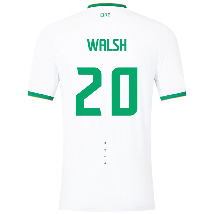 Dzieci Irlandia Claire Walsh #20 Biały Wyjazdowa Koszulka 24-26 Koszulki Klubowe