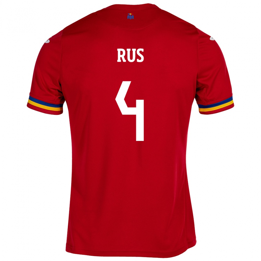 Dzieci Rumunia Adrian Rus #4 Czerwony Wyjazdowa Koszulka 24-26 Koszulki Klubowe