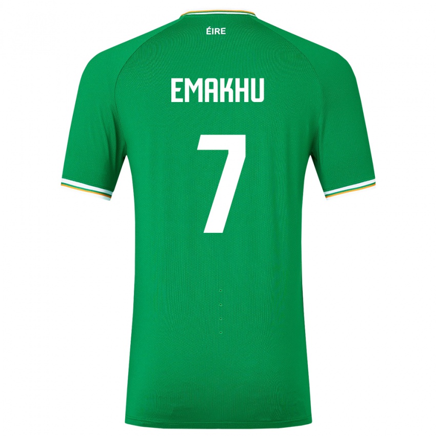Męski Irlandia Aidomo Emakhu #7 Zielony Domowa Koszulka 24-26 Koszulki Klubowe