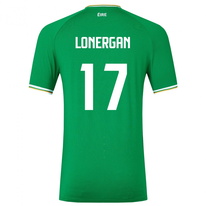 Męski Irlandia Tom Lonergan #17 Zielony Domowa Koszulka 24-26 Koszulki Klubowe