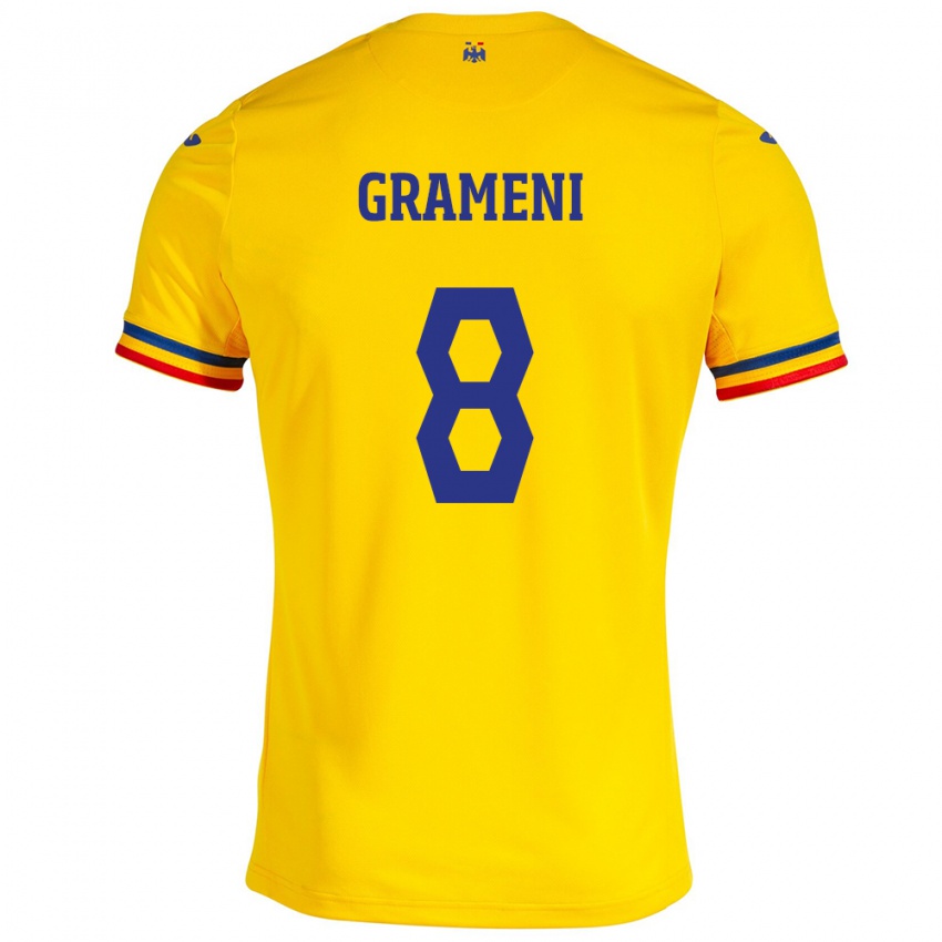 Męski Rumunia Constantin Grameni #8 Żółty Domowa Koszulka 24-26 Koszulki Klubowe