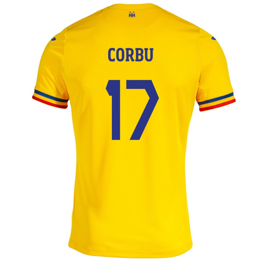 Męski Rumunia Marius Corbu #17 Żółty Domowa Koszulka 24-26 Koszulki Klubowe