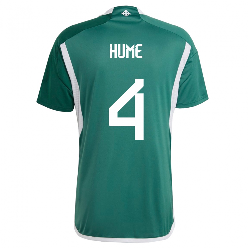 Męski Irlandia Północna Trai Hume #4 Zielony Domowa Koszulka 24-26 Koszulki Klubowe