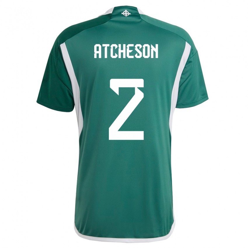 Męski Irlandia Północna Tom Atcheson #2 Zielony Domowa Koszulka 24-26 Koszulki Klubowe