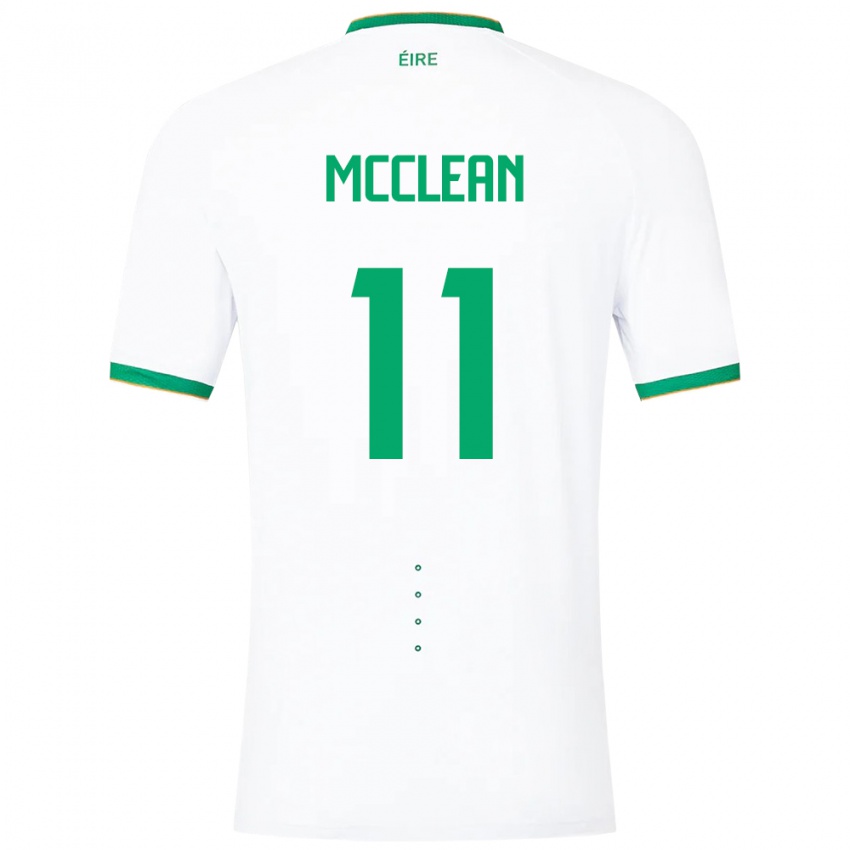 Męski Irlandia James Mcclean #11 Biały Wyjazdowa Koszulka 24-26 Koszulki Klubowe