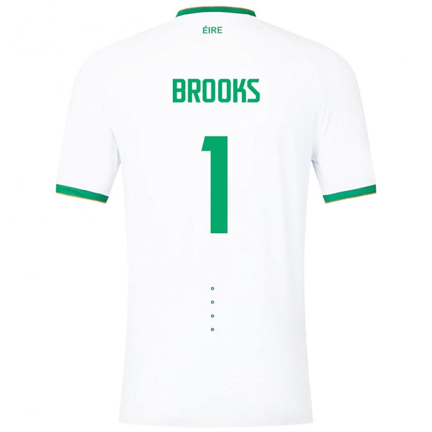 Męski Irlandia Tiernan Brooks #1 Biały Wyjazdowa Koszulka 24-26 Koszulki Klubowe