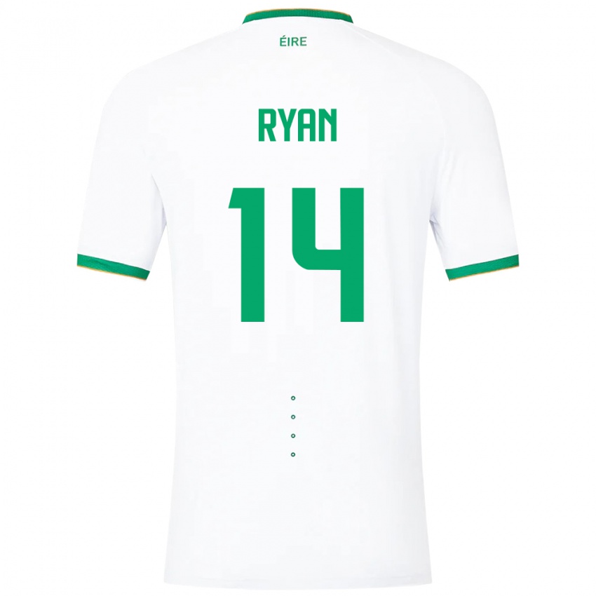 Męski Irlandia John Ryan #14 Biały Wyjazdowa Koszulka 24-26 Koszulki Klubowe