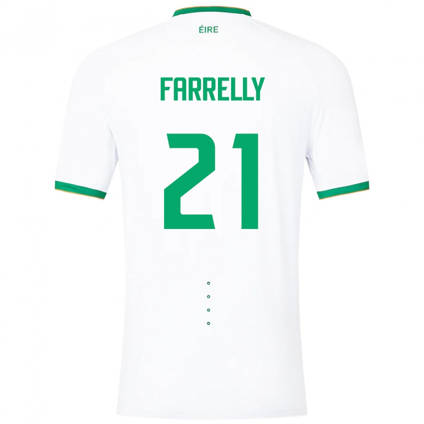 Męski Irlandia Sinead Farrelly #21 Biały Wyjazdowa Koszulka 24-26 Koszulki Klubowe