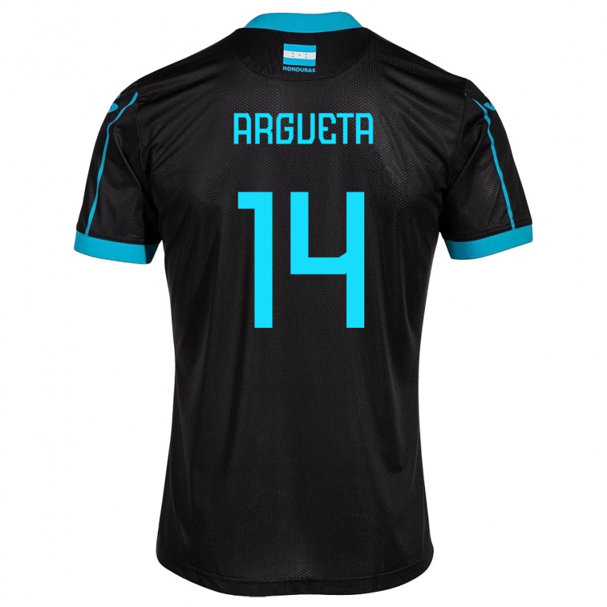 Męski Honduras Carlos Argueta #14 Czarny Wyjazdowa Koszulka 24-26 Koszulki Klubowe