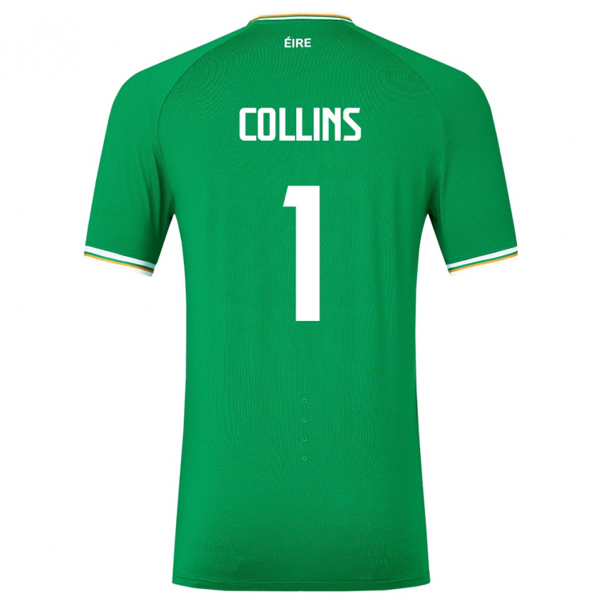 Kobiety Irlandia Joe Collins #1 Zielony Domowa Koszulka 24-26 Koszulki Klubowe