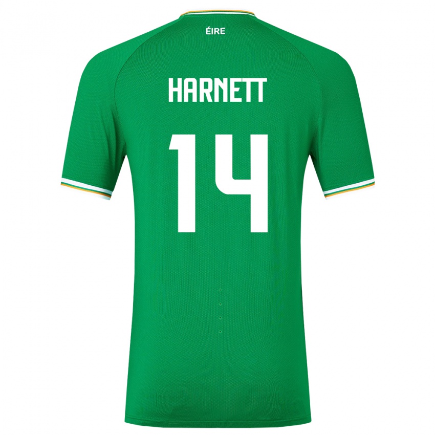 Kobiety Irlandia Kaylem Harnett #14 Zielony Domowa Koszulka 24-26 Koszulki Klubowe