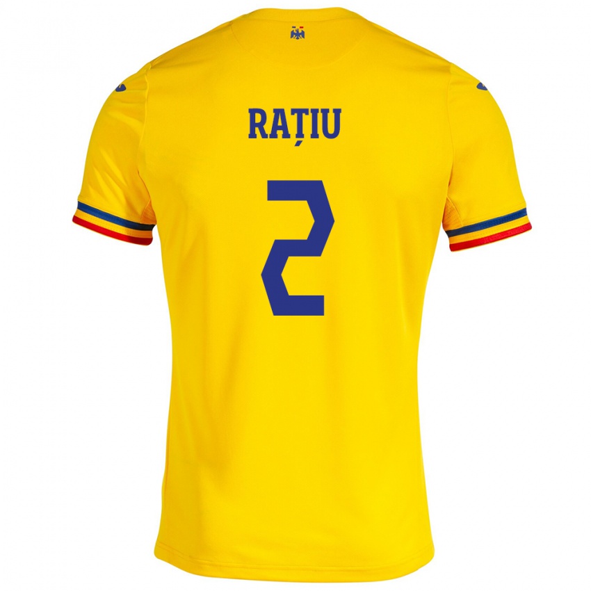 Kobiety Rumunia Andrei Rațiu #2 Żółty Domowa Koszulka 24-26 Koszulki Klubowe