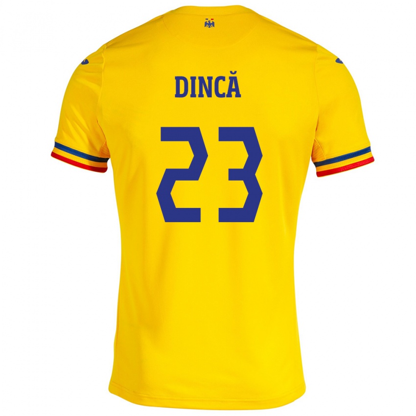 Kobiety Rumunia David Dincă #23 Żółty Domowa Koszulka 24-26 Koszulki Klubowe