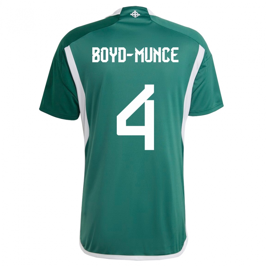 Kobiety Irlandia Północna Caolan Boyd-Munce #4 Zielony Domowa Koszulka 24-26 Koszulki Klubowe