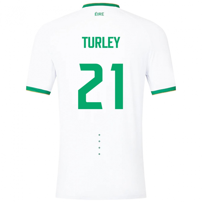 Kobiety Irlandia Freddie Turley #21 Biały Wyjazdowa Koszulka 24-26 Koszulki Klubowe