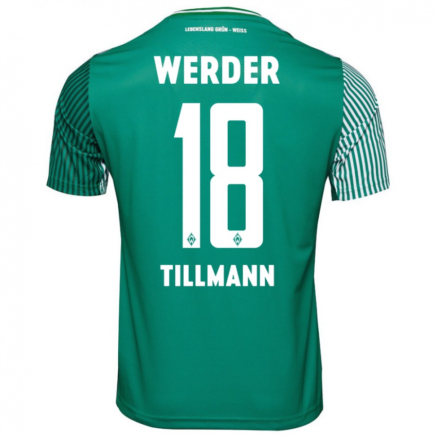 Dzieci Felix Tillmann #18 Zielony Domowa Koszulka 2023/24 Koszulki Klubowe