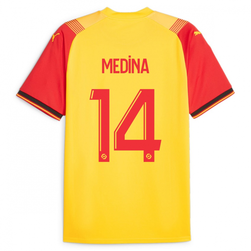 Dzieci Facundo Medina #14 Żółty Domowa Koszulka 2023/24 Koszulki Klubowe