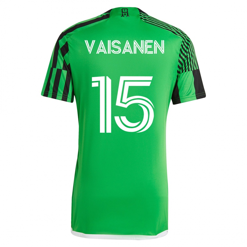 Dzieci Leo Väisänen #15 Zielony Czarny Domowa Koszulka 2023/24 Koszulki Klubowe