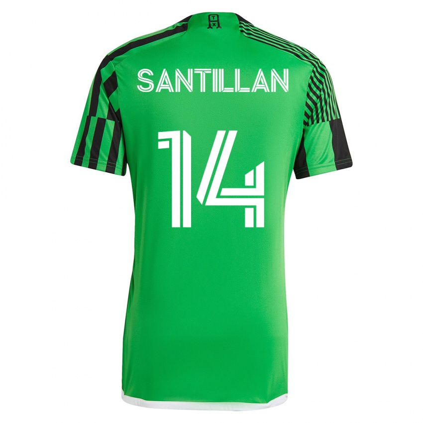 Dzieci Jonathan Santillan #14 Zielony Czarny Domowa Koszulka 2023/24 Koszulki Klubowe