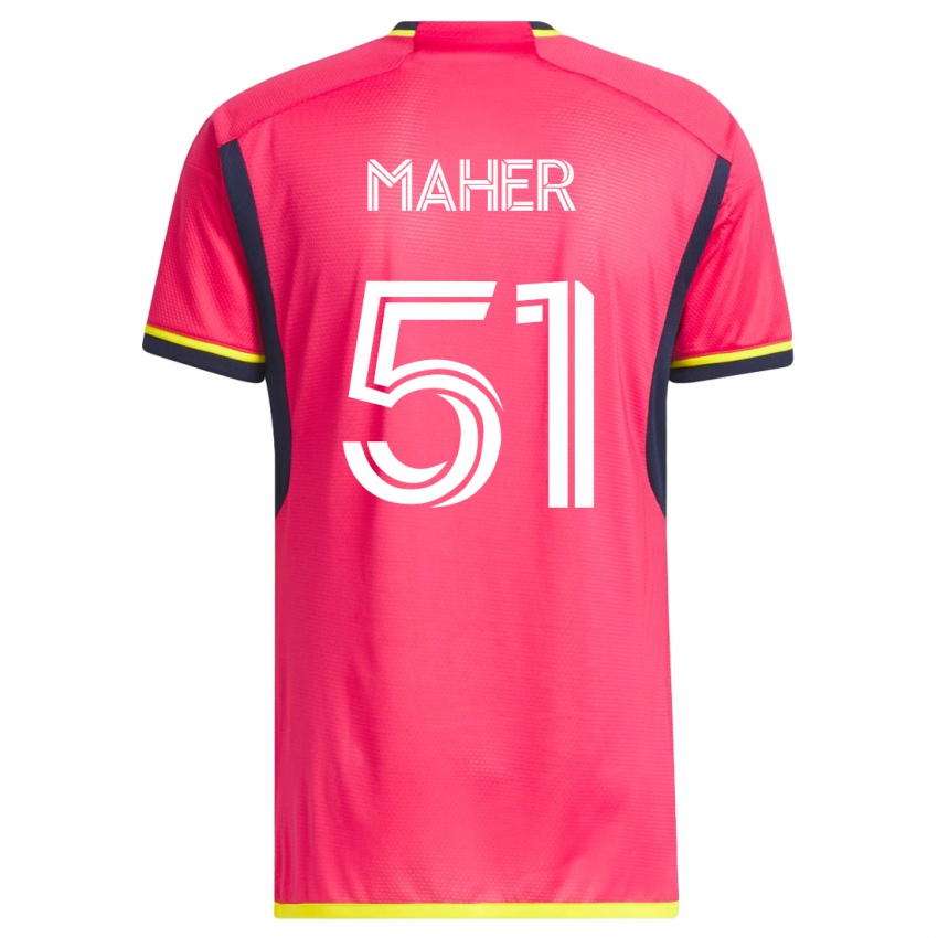 Dzieci Josh Maher #51 Różowy Domowa Koszulka 2023/24 Koszulki Klubowe