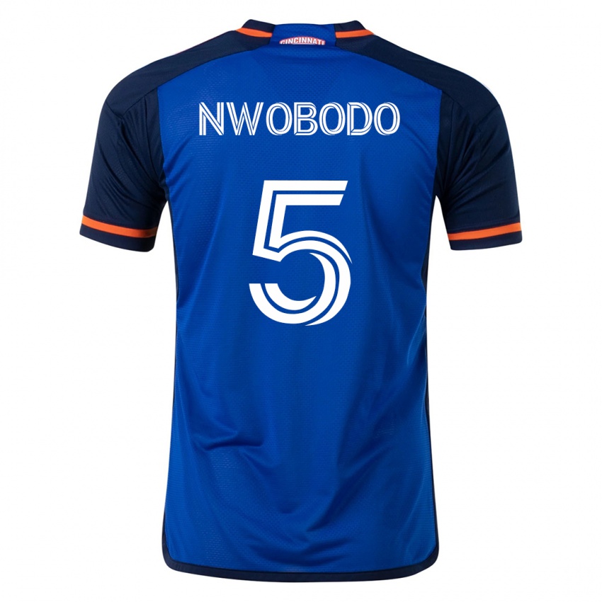Dzieci Obinna Nwobodo #5 Niebieski Domowa Koszulka 2023/24 Koszulki Klubowe