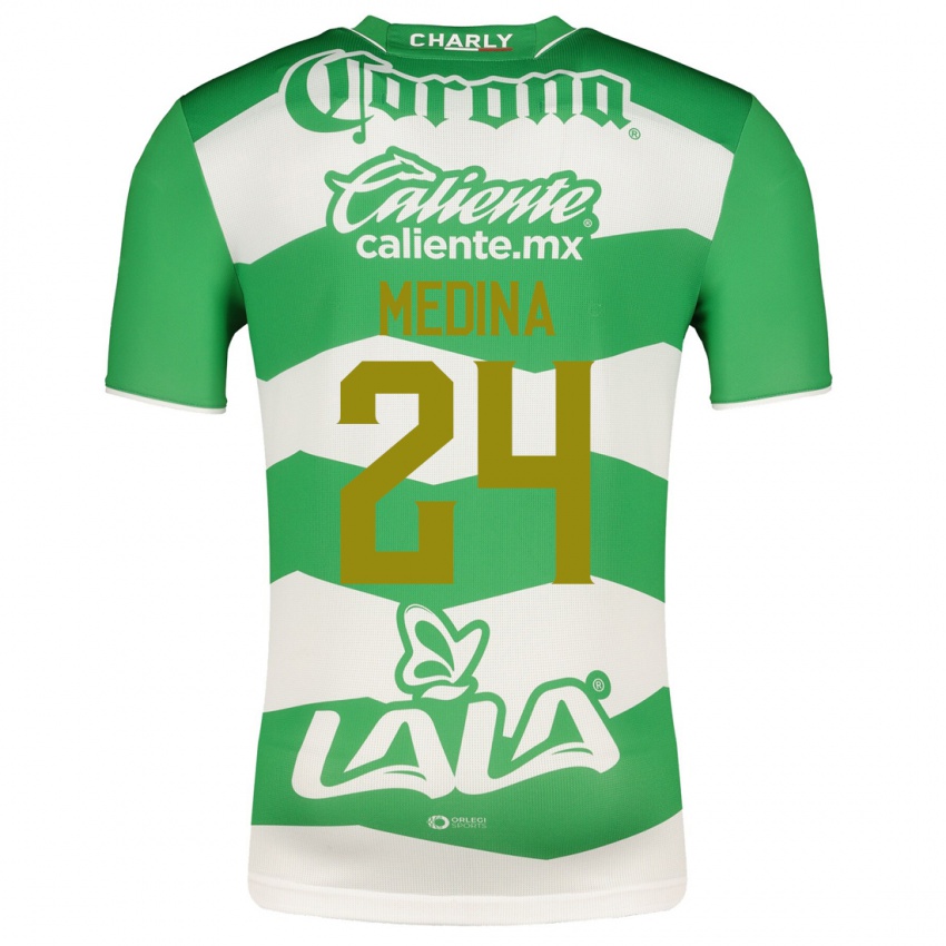 Dzieci Diego Medina #24 Zielony Domowa Koszulka 2023/24 Koszulki Klubowe