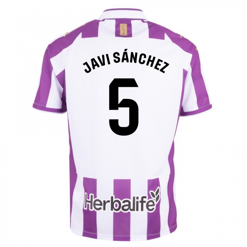 Dzieci Javi Sánchez #5 Purpurowy Domowa Koszulka 2023/24 Koszulki Klubowe