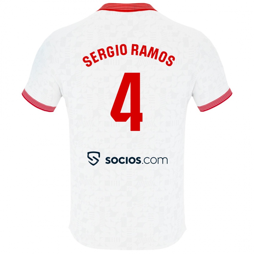 Dzieci Sergio Ramos #4 Biały Domowa Koszulka 2023/24 Koszulki Klubowe