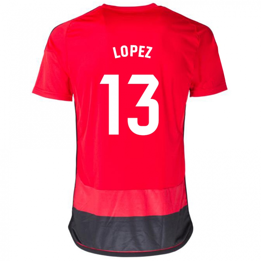Dzieci Luis López #13 Czerwony Czarny Domowa Koszulka 2023/24 Koszulki Klubowe