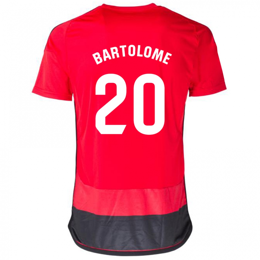 Dzieci Diego Bartolomé #20 Czerwony Czarny Domowa Koszulka 2023/24 Koszulki Klubowe