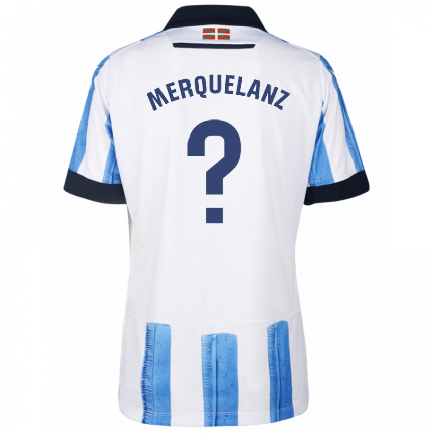 Dzieci Martín Merquelanz #0 Niebiesko Biały Domowa Koszulka 2023/24 Koszulki Klubowe