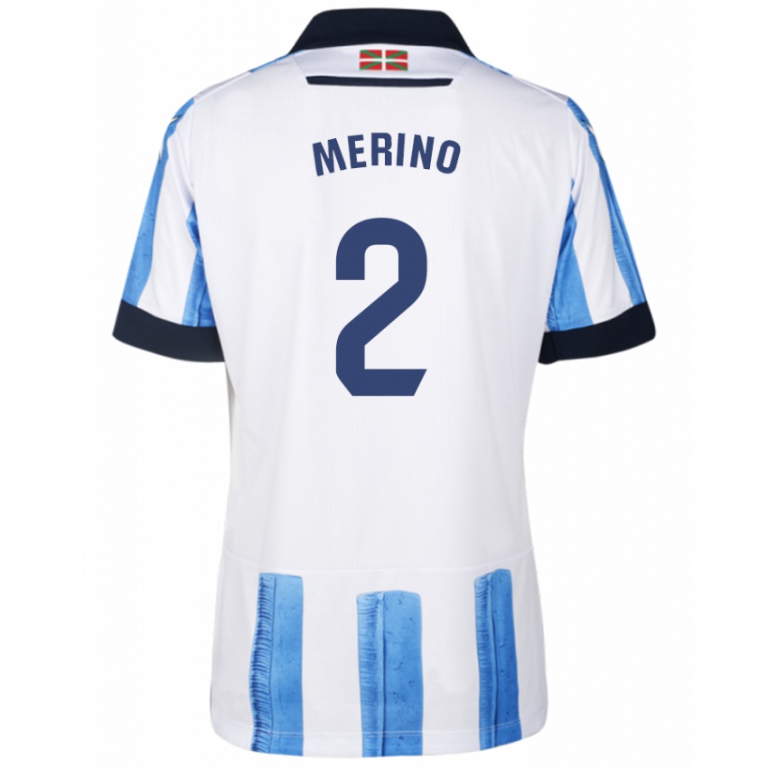 Dzieci Jon Merino #2 Niebiesko Biały Domowa Koszulka 2023/24 Koszulki Klubowe