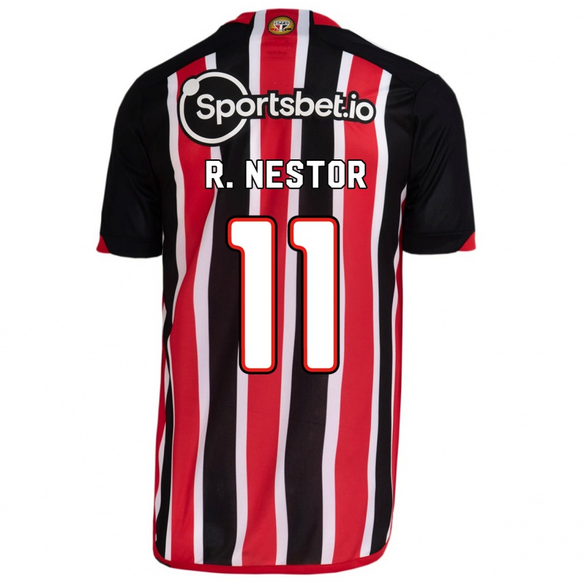 Dzieci Rodrigo Nestor #11 Niebieski Czerwony Wyjazdowa Koszulka 2023/24 Koszulki Klubowe