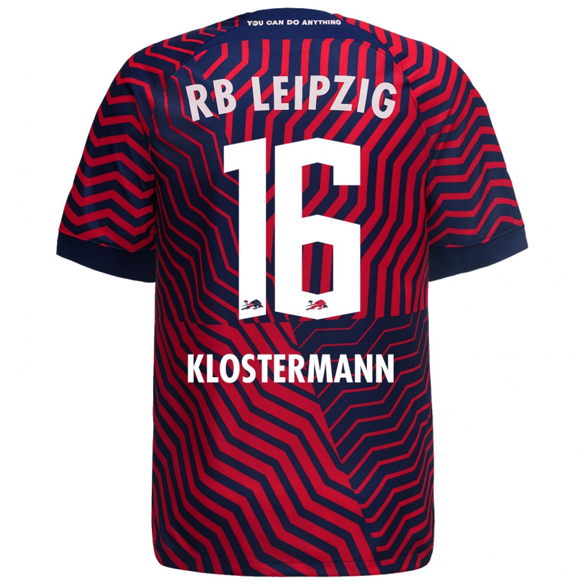 Dzieci Lukas Klostermann #16 Niebieski Czerwony Wyjazdowa Koszulka 2023/24 Koszulki Klubowe