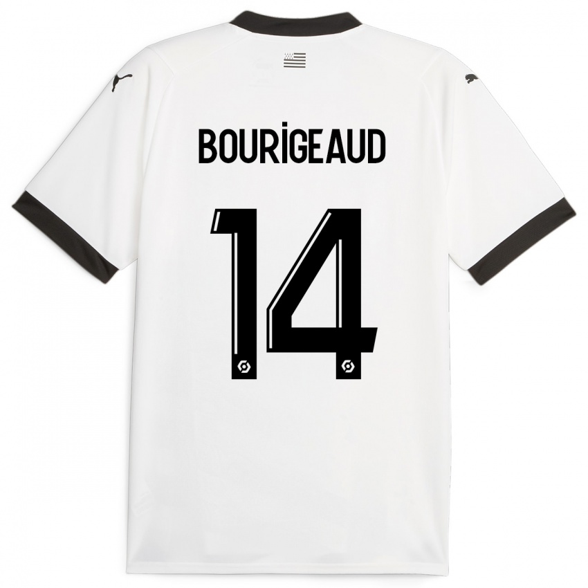Dzieci Benjamin Bourigeaud #14 Biały Wyjazdowa Koszulka 2023/24 Koszulki Klubowe