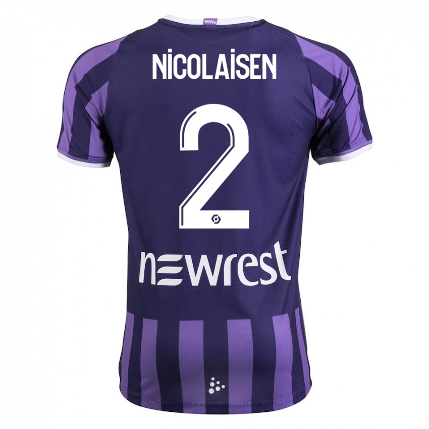 Dzieci Rasmus Nicolaisen #2 Purpurowy Wyjazdowa Koszulka 2023/24 Koszulki Klubowe