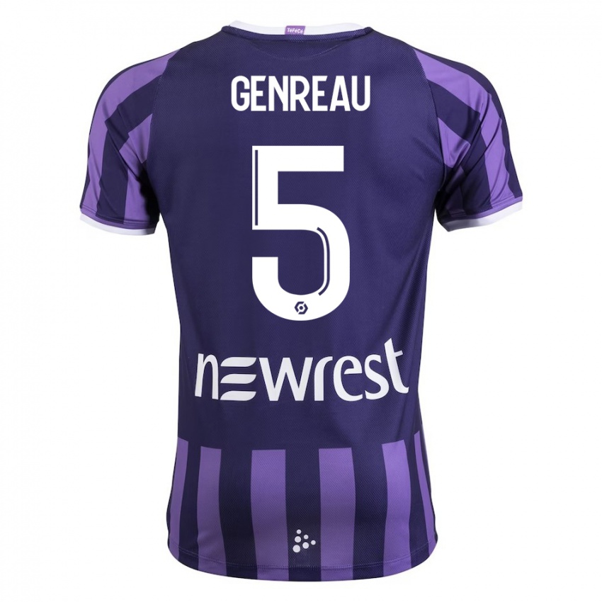 Dzieci Denis Genreau #5 Purpurowy Wyjazdowa Koszulka 2023/24 Koszulki Klubowe