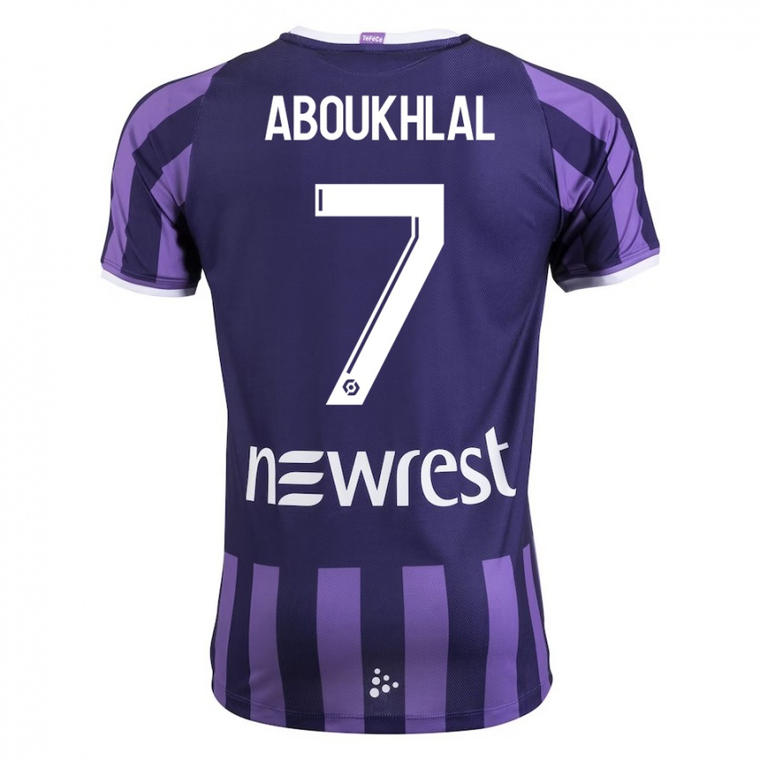 Dzieci Zakaria Aboukhlal #7 Purpurowy Wyjazdowa Koszulka 2023/24 Koszulki Klubowe