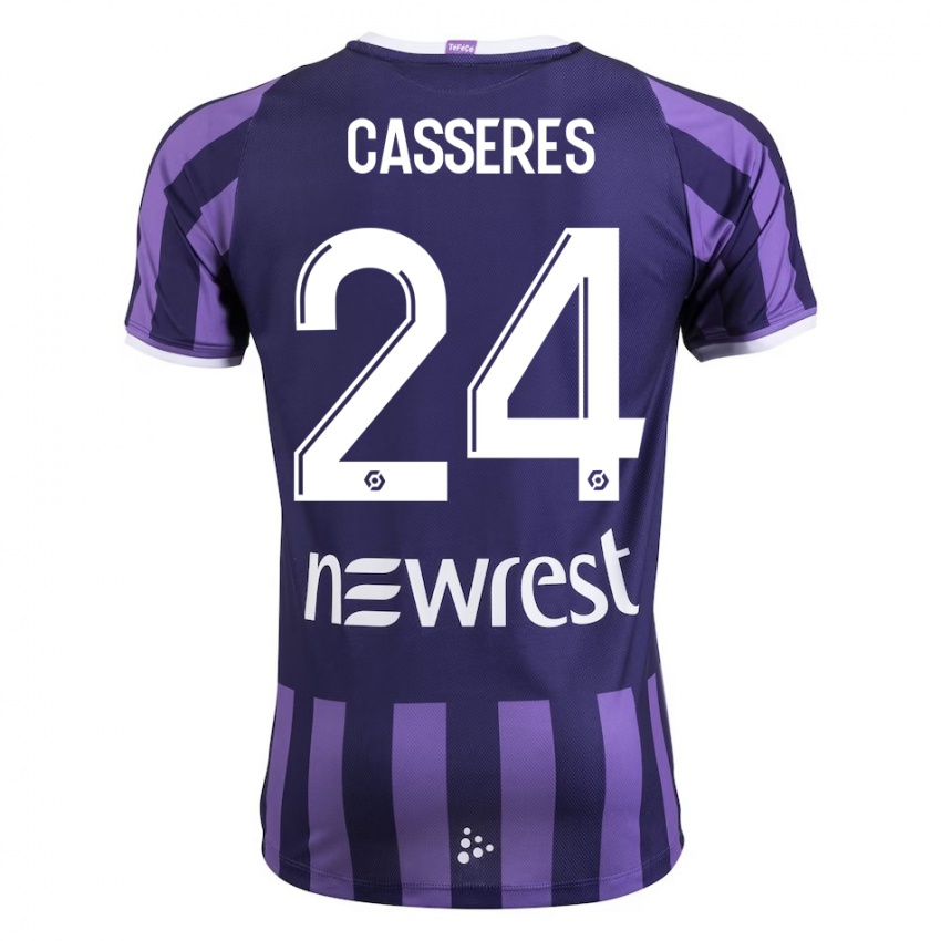 Dzieci Cristian Cásseres Jr. #24 Purpurowy Wyjazdowa Koszulka 2023/24 Koszulki Klubowe