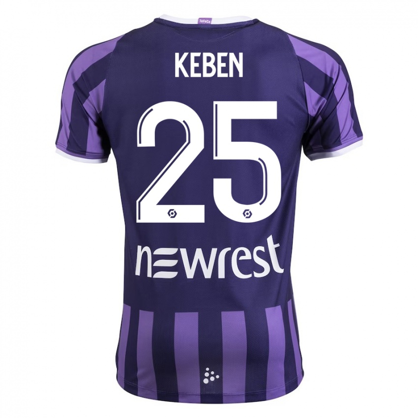 Dzieci Kévin Keben #25 Purpurowy Wyjazdowa Koszulka 2023/24 Koszulki Klubowe